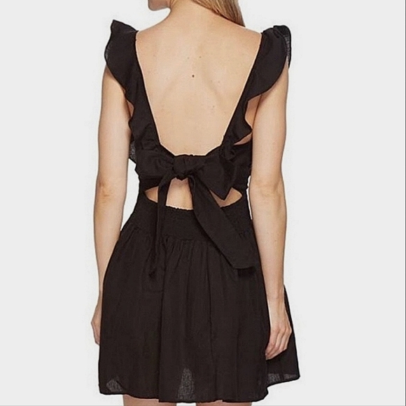 NWT🌺 Free People Little Black Mini Tie Ruffle Dress, XS - Picture 9 of 13